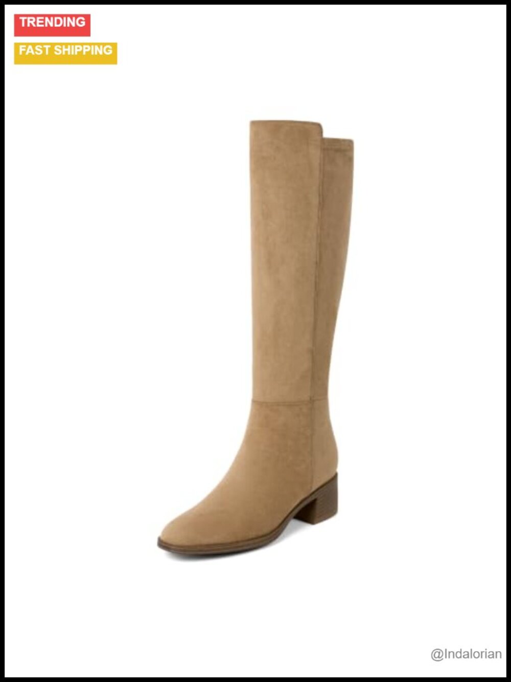 Women's Knee High Boots Stretchy Faux Suede Low Block Heel Tall Boots